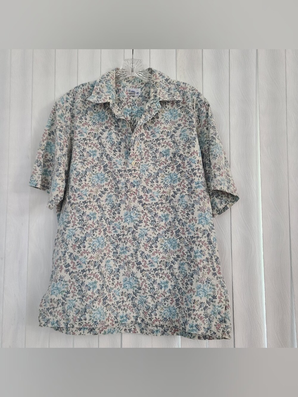 Reyn Spooner Mens L Multicolor Floral Short Sleeve Cotton Blend Half Button Up